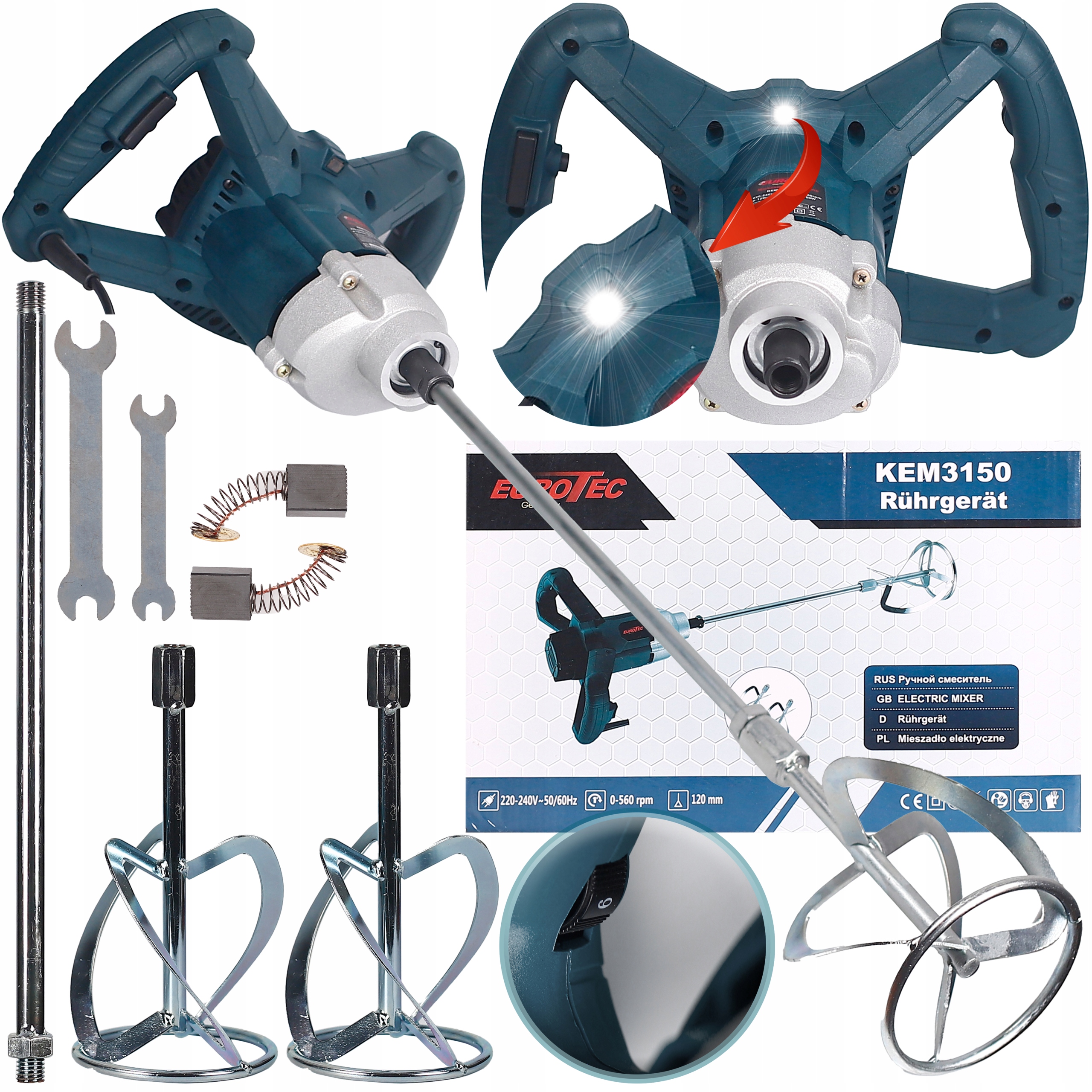 Mieszadło Elektryczne Do Zapraw Kleju Farb Gipsu Betonu x2 Mieszalniki 3150