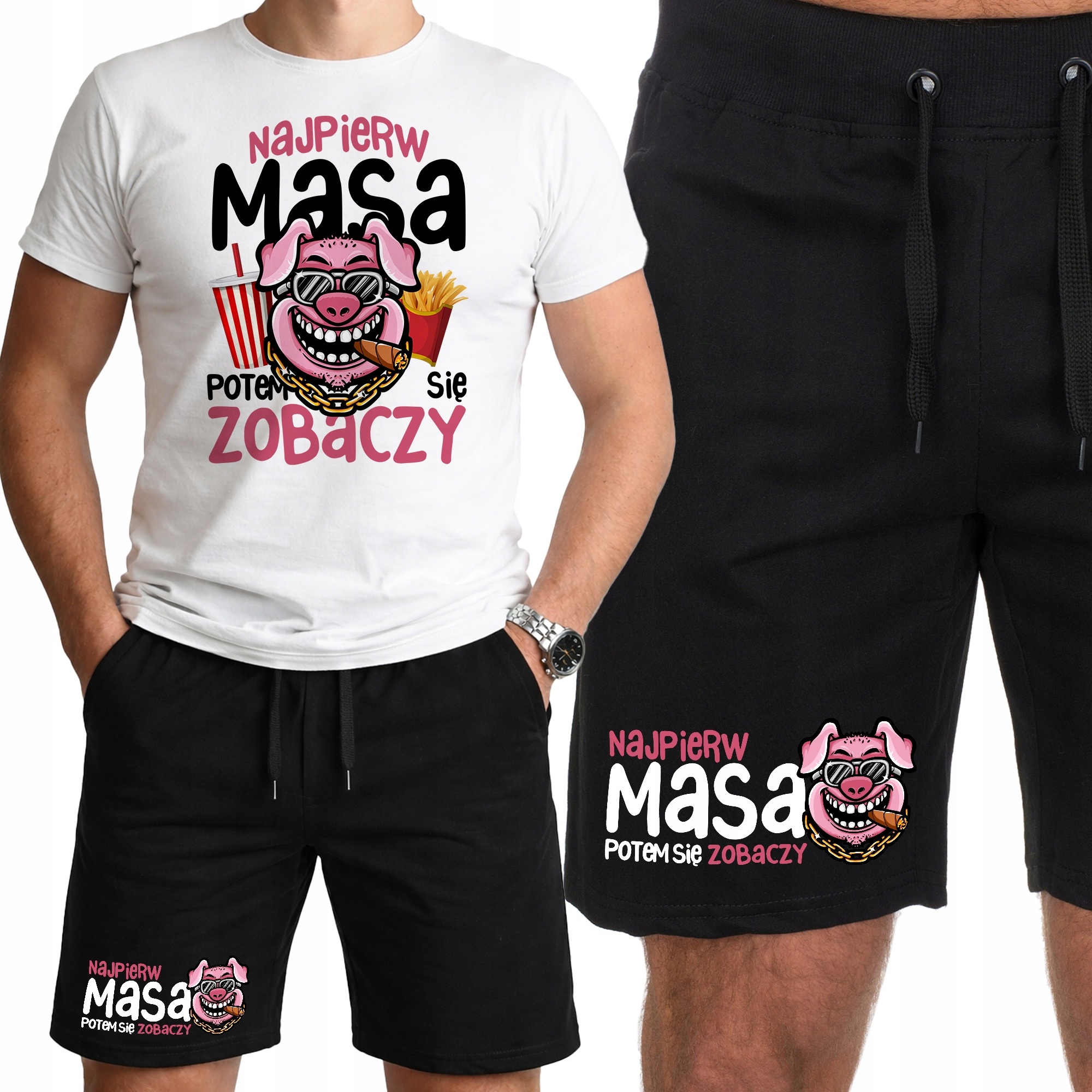 Pánský sportovní komplet Set Oblečení na Trénink Posilovny Nejprve Hmotnost M