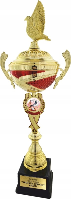 Velký zlato-červený pohár pro chov poštovních holubů Pzhgp 59 Cm gravírování