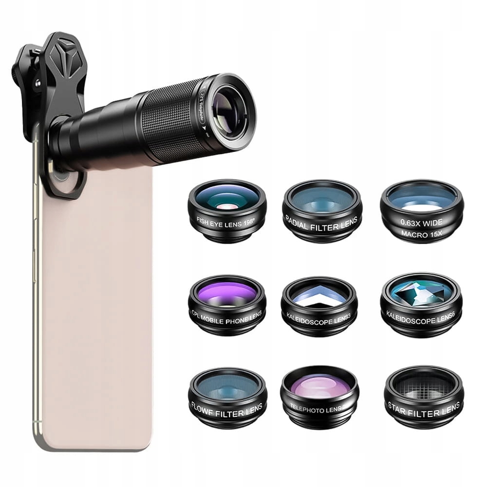 Zestaw 10 Obiektywów Do Smartfona Apexel Uniwersalny Klips