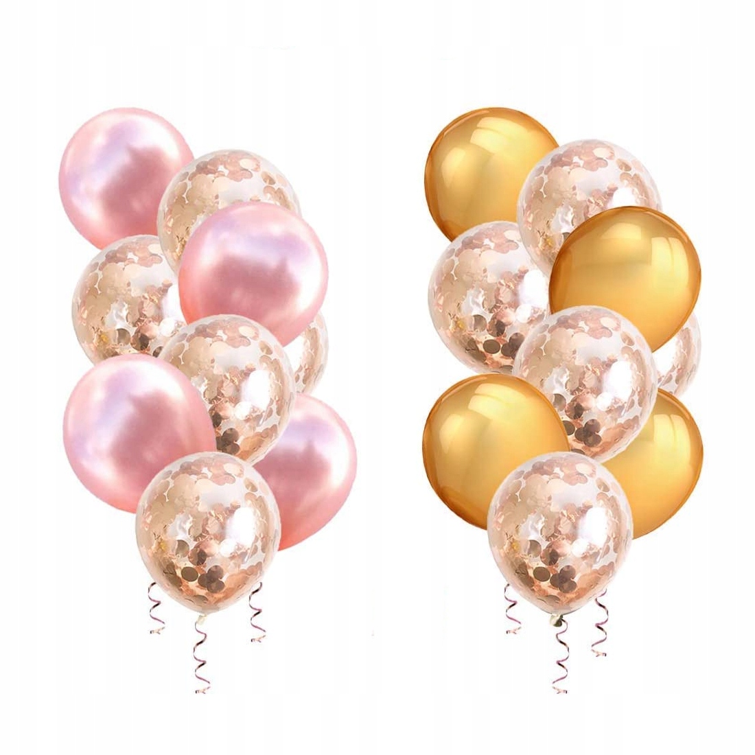 

Balony z Konfetti Gold Rose & Gold - 18szt