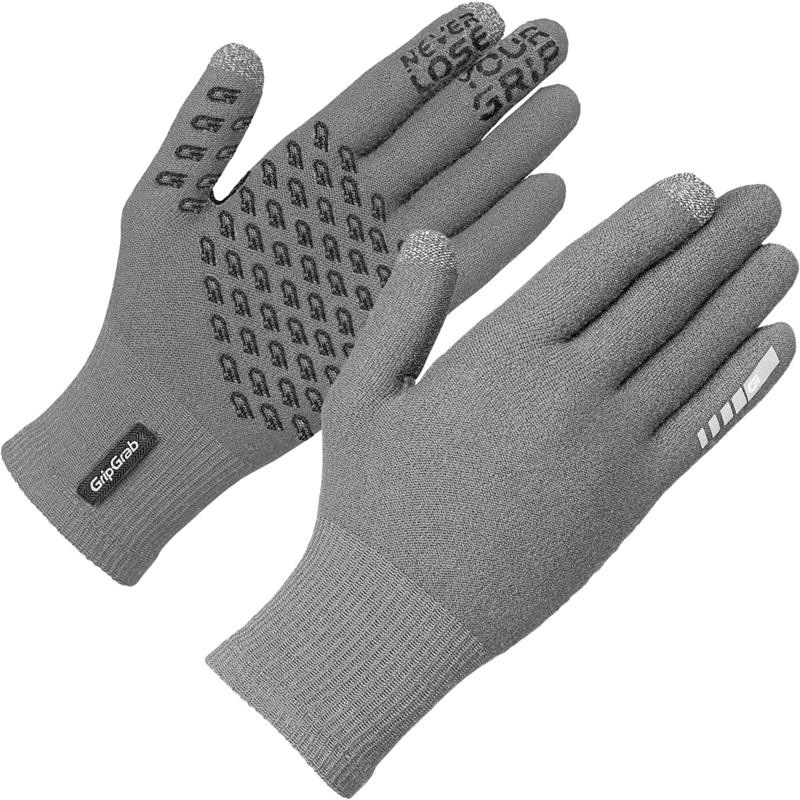 GripGrab Primavera wełna Merino Rękawice Rowerowe Szare Zimowe M/L (9-10)