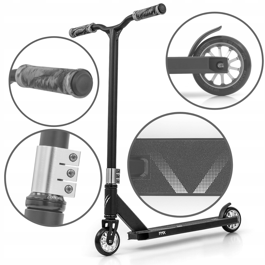 Hulajnoga wyczynowa MMX Raptor ABEC-9 wzmocniona Srebrna Milly Mally