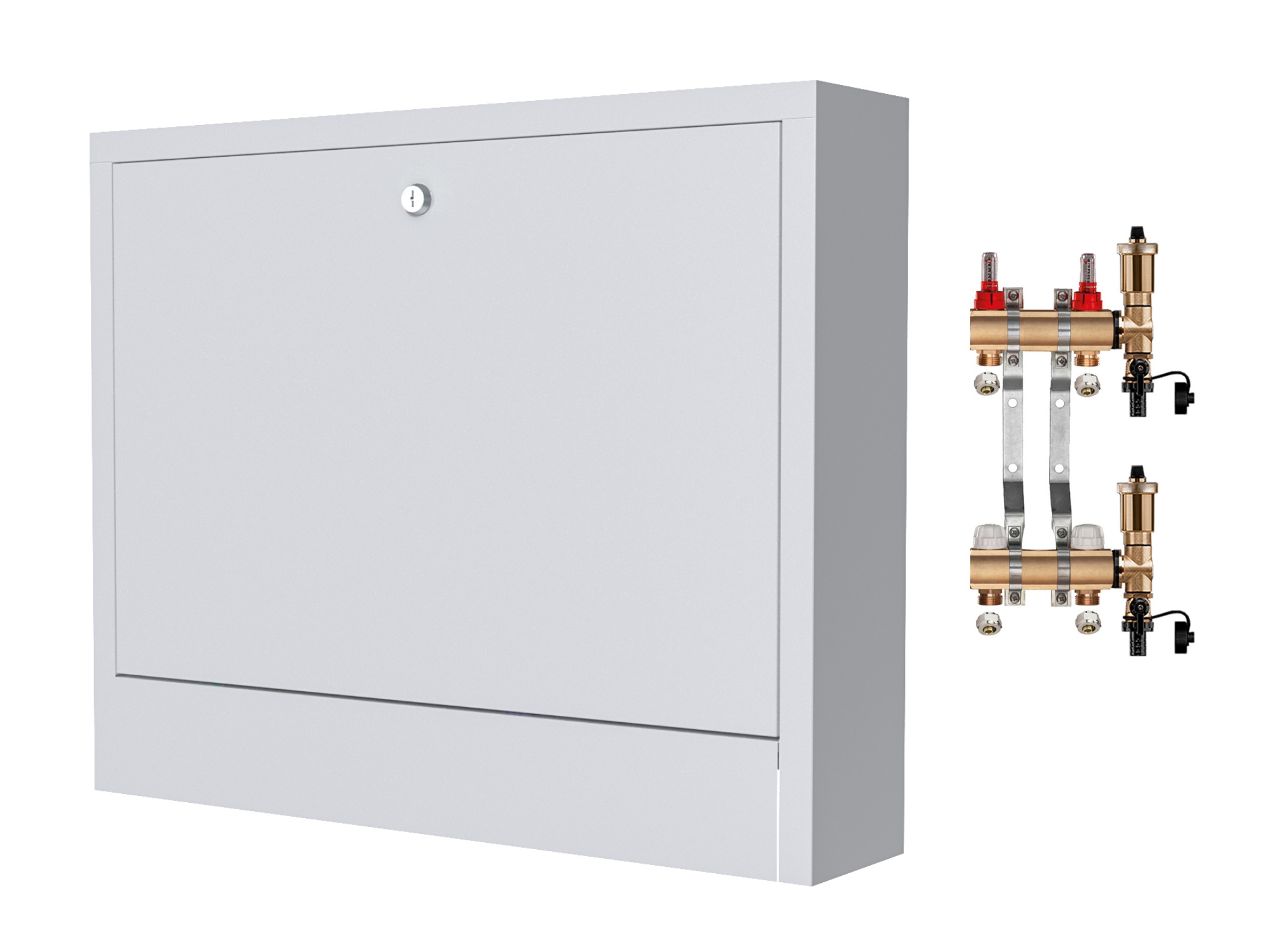 Mosazný Rozdělovač 2 Sekce Spojky Nástěnná Skříňka
