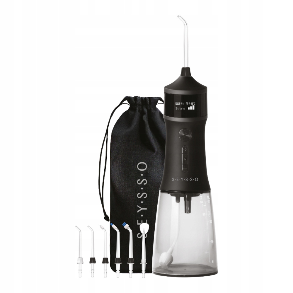 Irygator do zębów Seysso Edge Nova Black bezprzewodowy 4 tryby UV-C,6 końcó