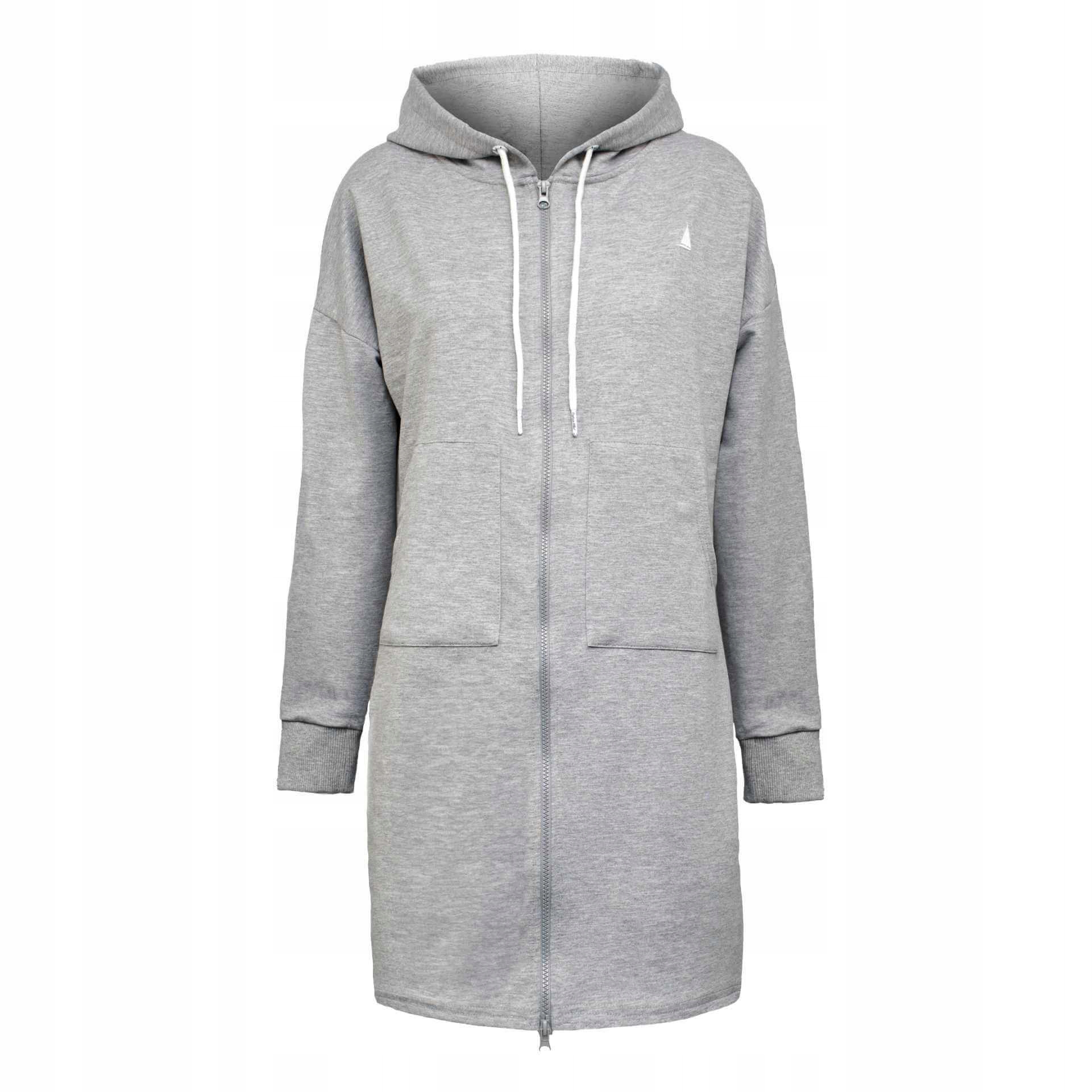 Dlouhá rozepínací mikina dámská s kapucí tunika šedá Captain Mike L