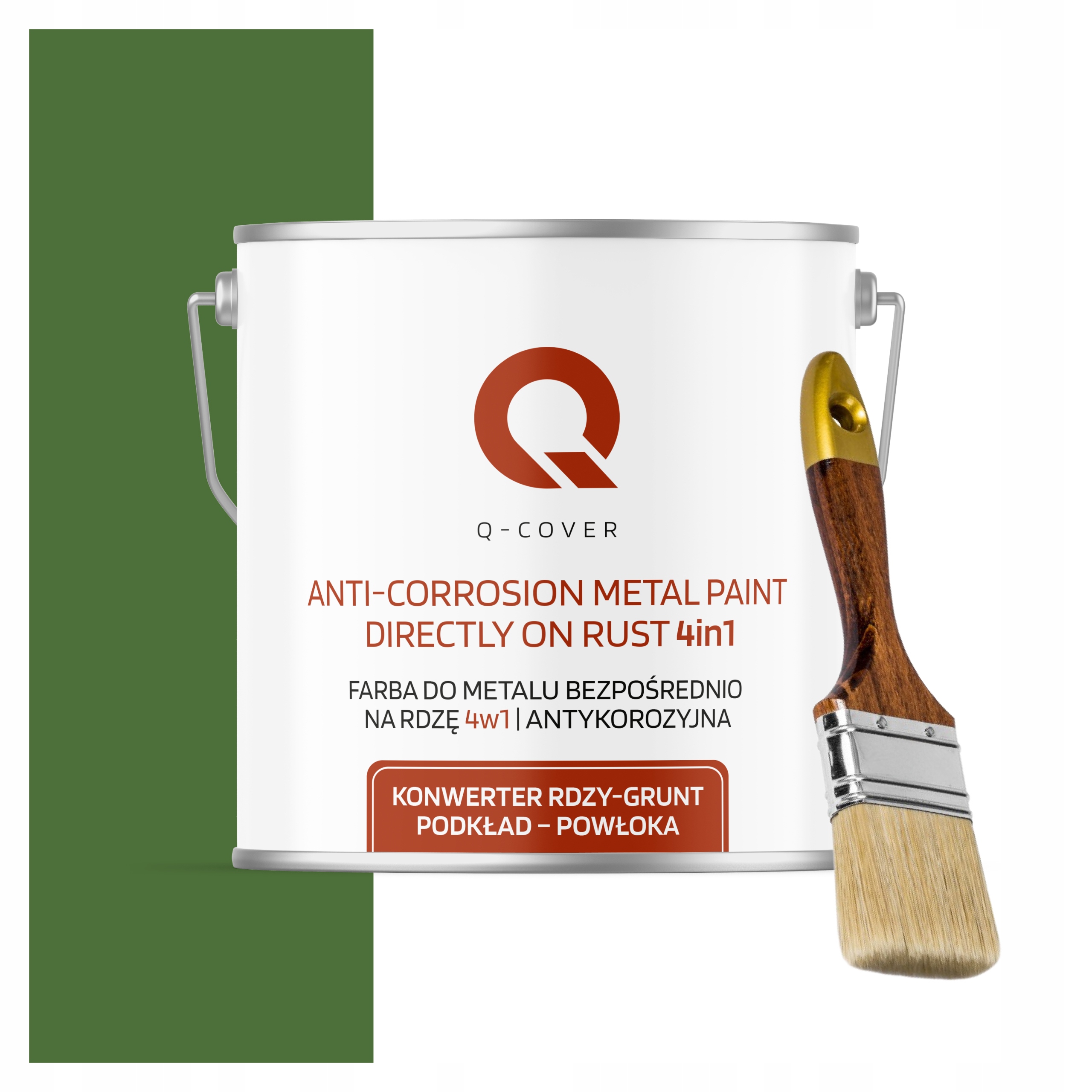 Farba na kov antikorózna 5L vysoký lesk zelená tráva štetec