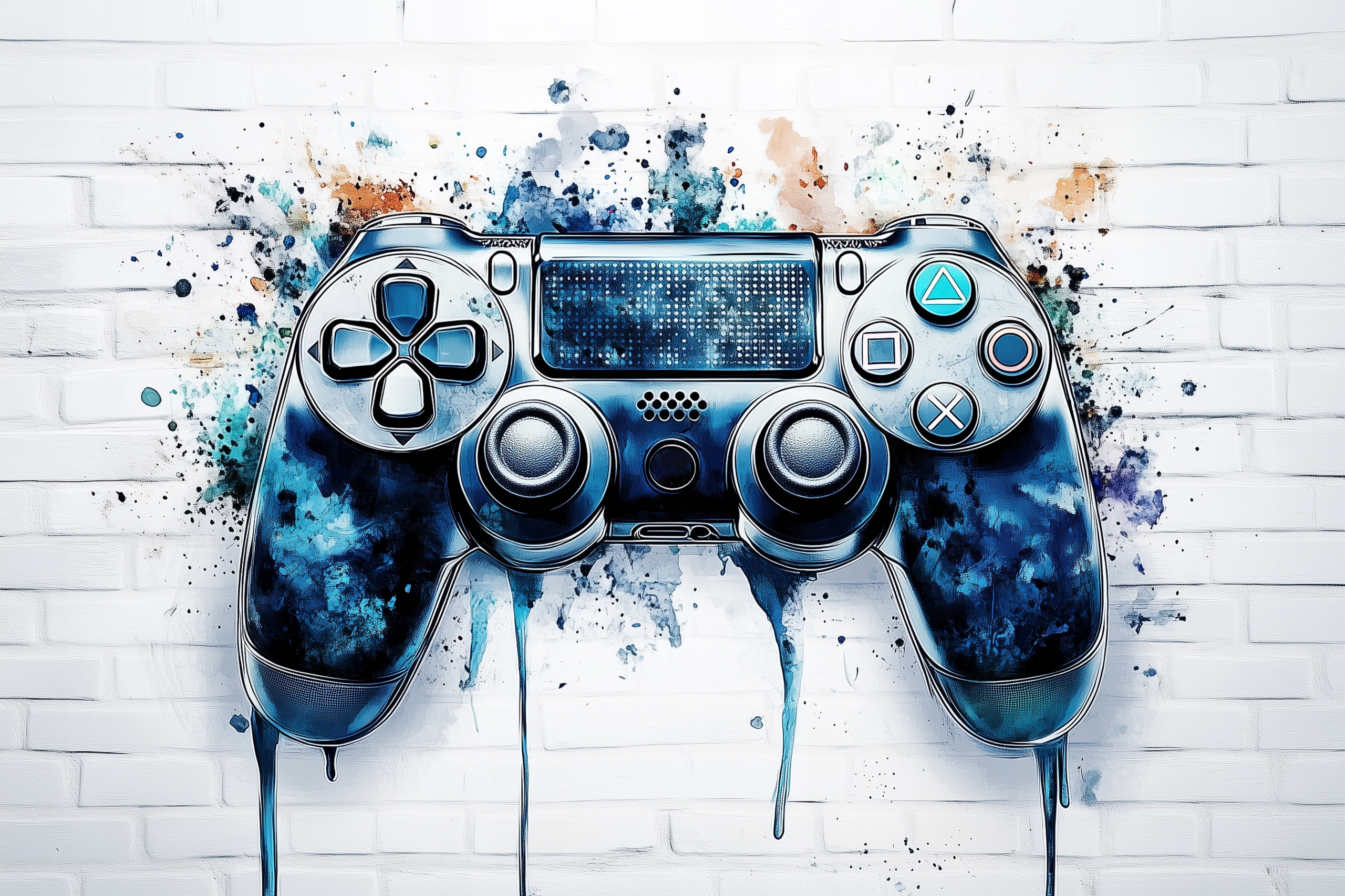 Fototapeta Flizelina Cihlová Stěna Graffiti Hráč Game Pad 416x254 130g