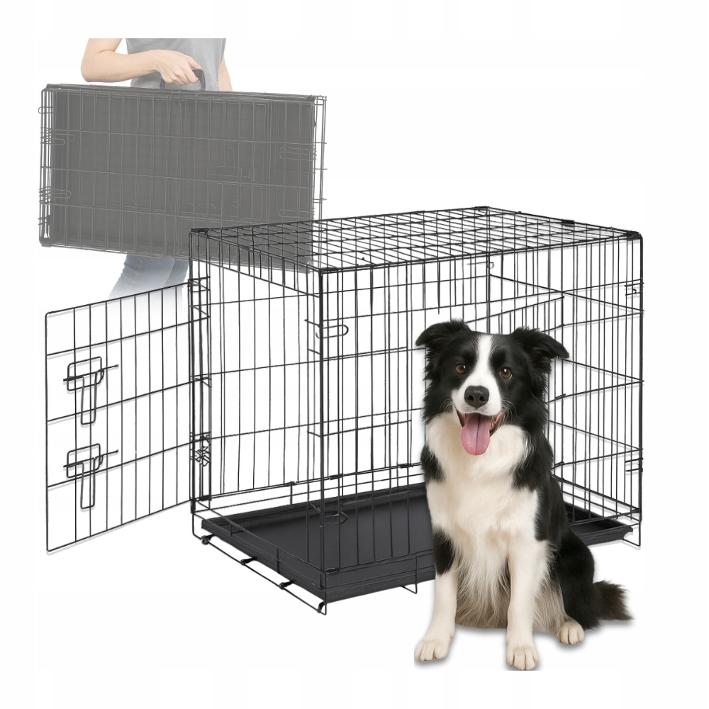 Duży Kojec Klatka Dla Psa 91X56X63CM XL Transporter Metalowa Samochód