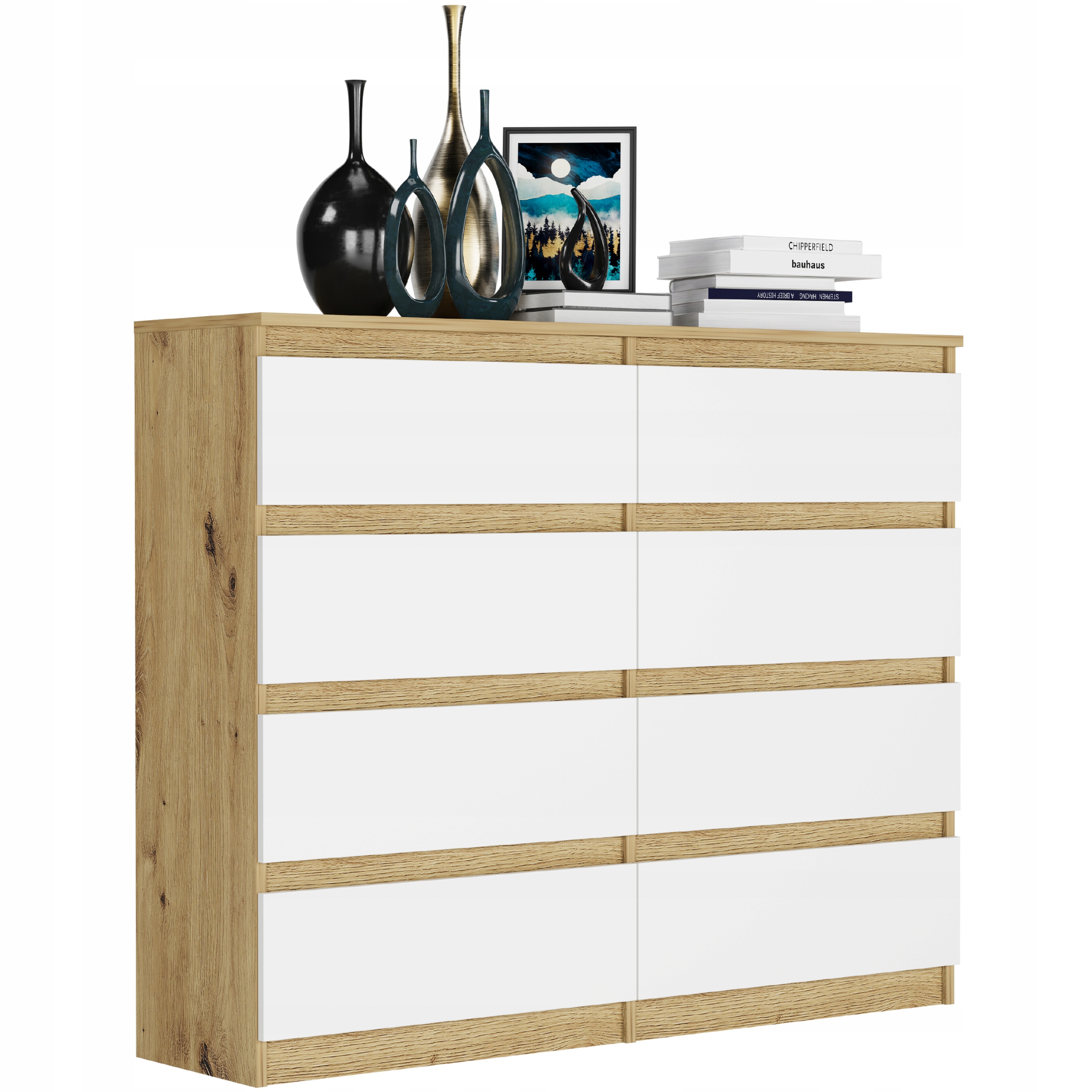 Nowoczesna KOMODA 120CM SZAFKA 8 SZUFLAD PL R-120-S8 ARTISAN MIX