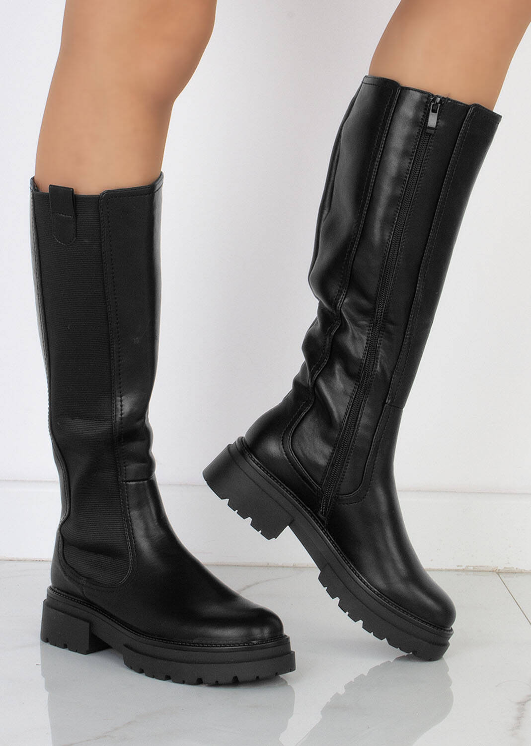 KOZAKI OFICERKI ELASTYCZNE CZARNE SKÓRZANE 38 Oryginalne opakowanie producenta pudełko