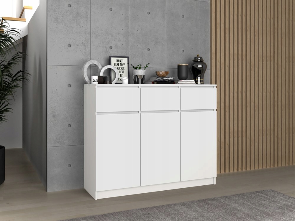 KOMODA 120 cm SZAFKA DRZWI SZUFLADY PÓŁKI POJEMNA NOWOCZESNA BIEL MAT Stan opakowania oryginalne