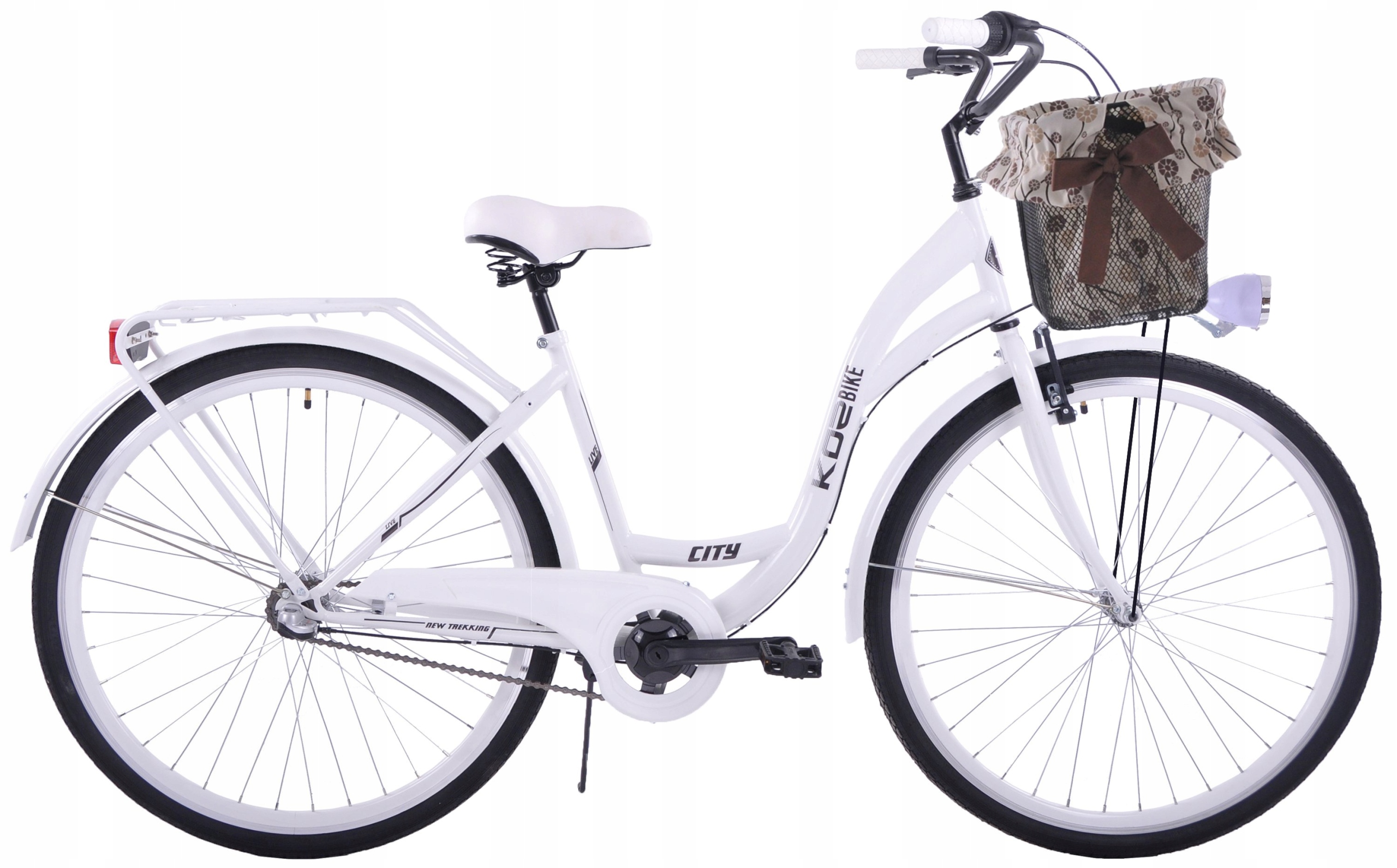 Stylowy rower miejski 28 damski damka Kozbike biały 3 biegi kosz +wkładka