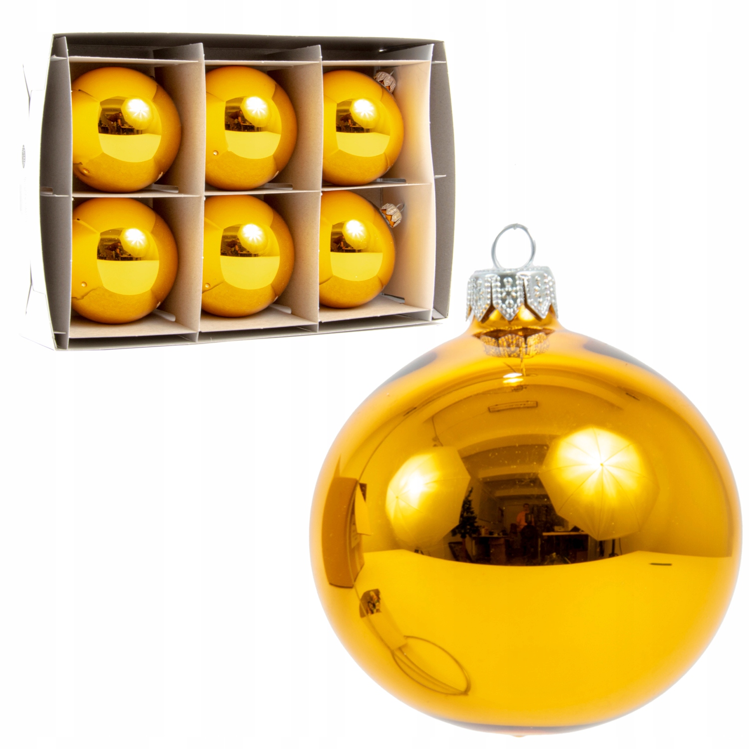 

Szklane bombki dekoracyjne złoty połysk 10 cm