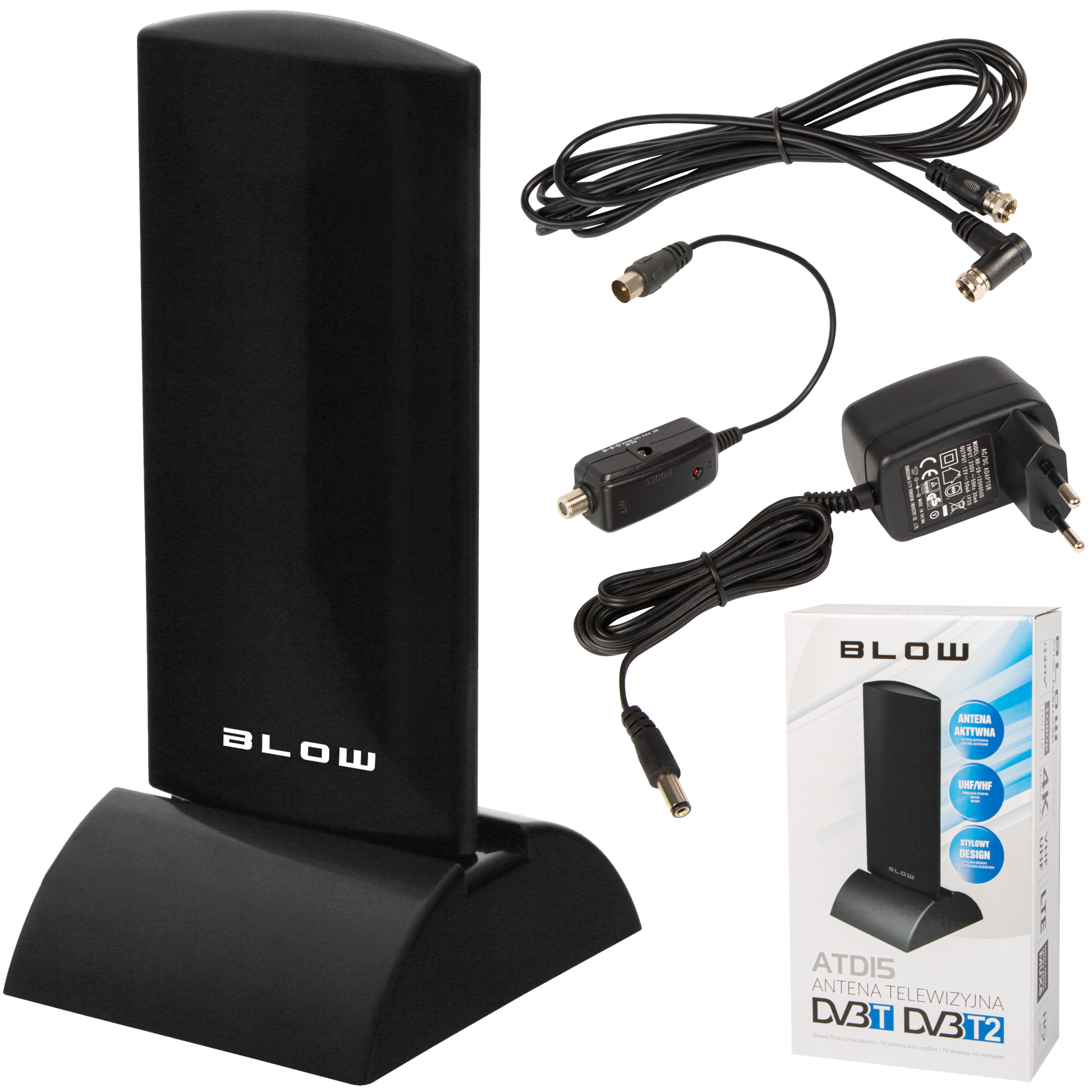 MOCNA ANTENA AKTYWNA POKOJOWA DVB-T2 4K MUX8 LTE Marka Blow