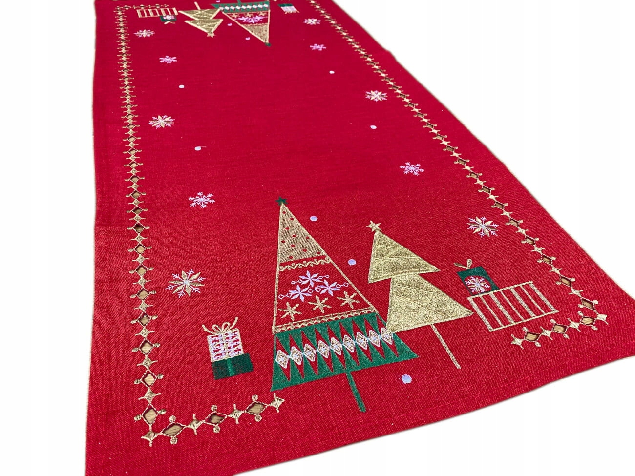 

Bieżnik Świąteczny 40x85 cm złociste choinki