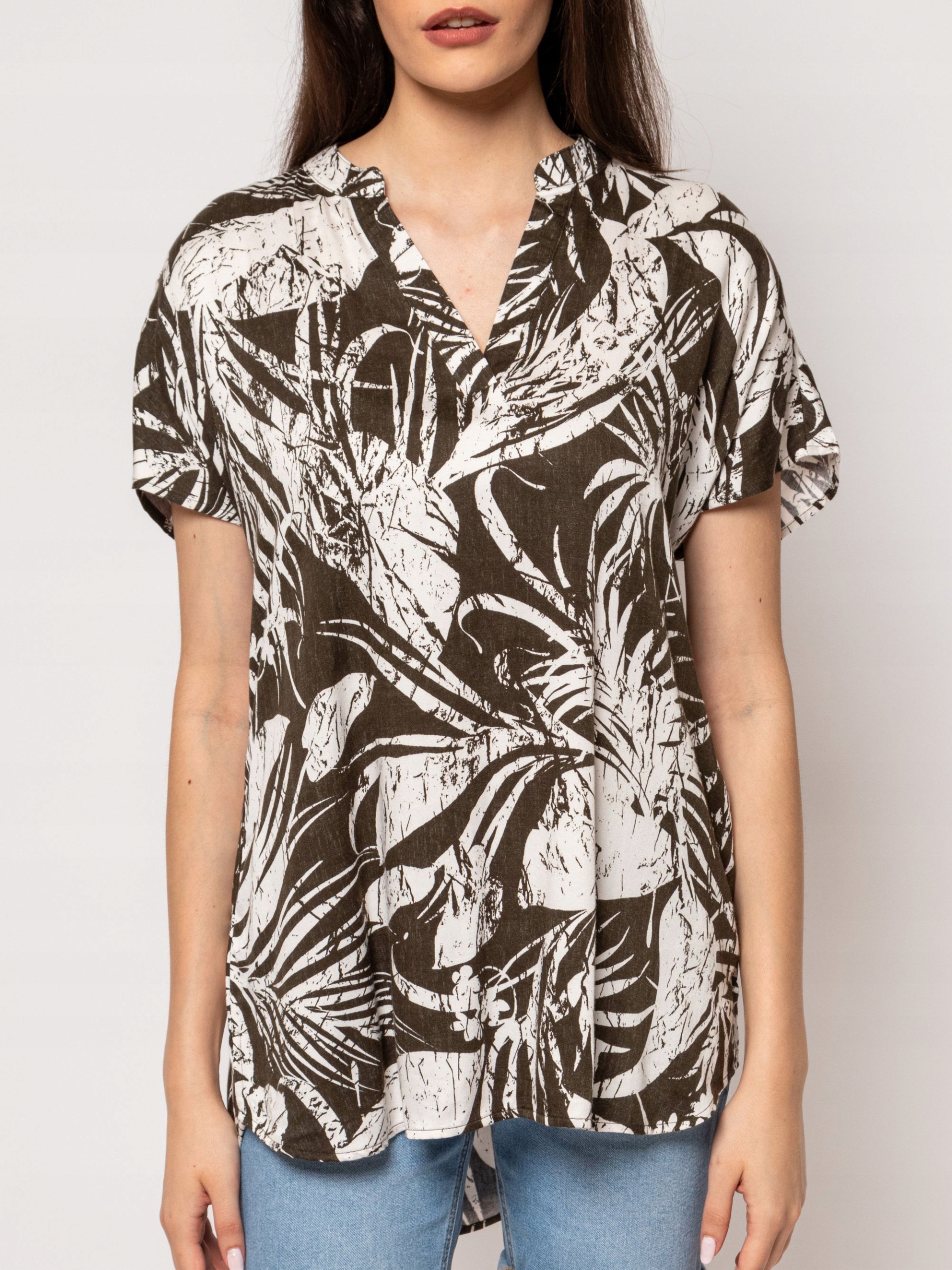 Heavy Tools Dámská Košile Halenka S Krátkým Rukávem Rilla Palms Hnědá Vel. XXL