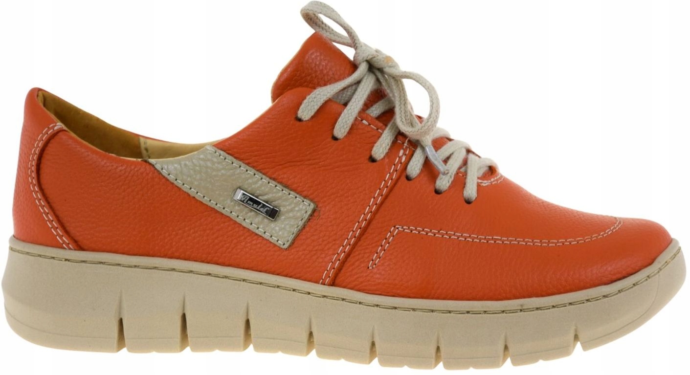 Dámské kožené polobotky oranžové lehké a pohodlné Amulet 570 VEL.38