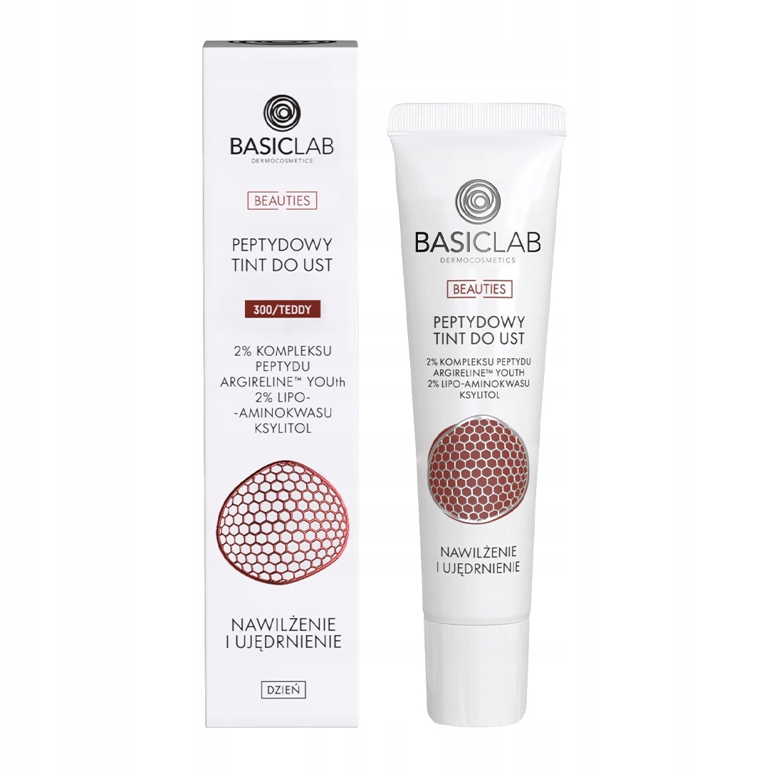 BasicLab Peptidový tint na rty s peptidy, odstín 300/Teddy, 15 ml
