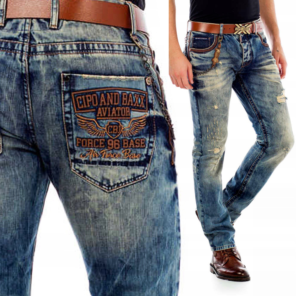 Cipo Baxx Džíny Pánské džínové kalhoty s výšivkou
