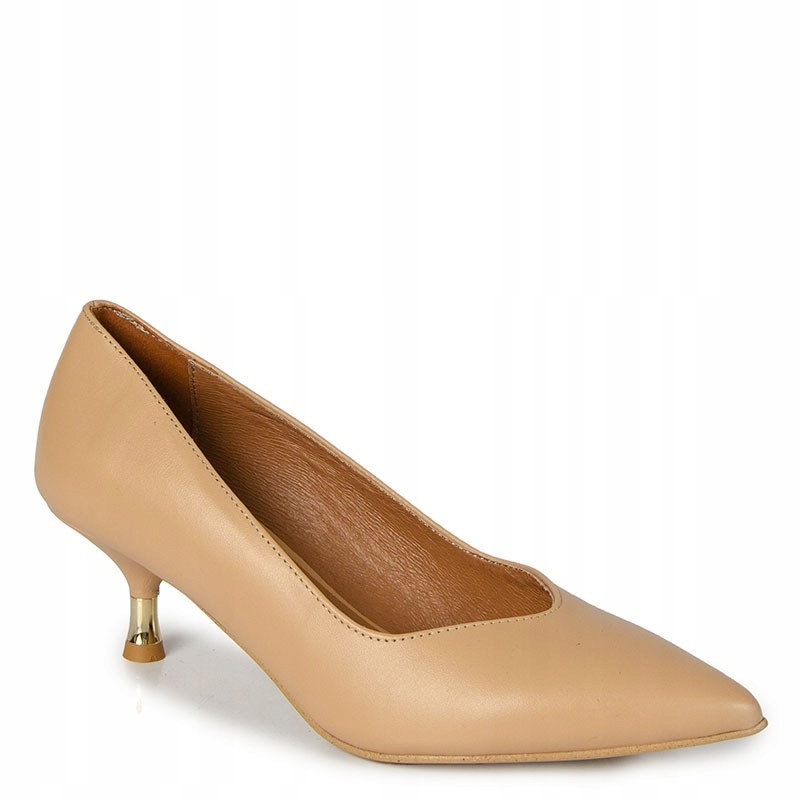 LaRoni 3936 Béžové Nude Kožené Lodičky Na Podpatku 39