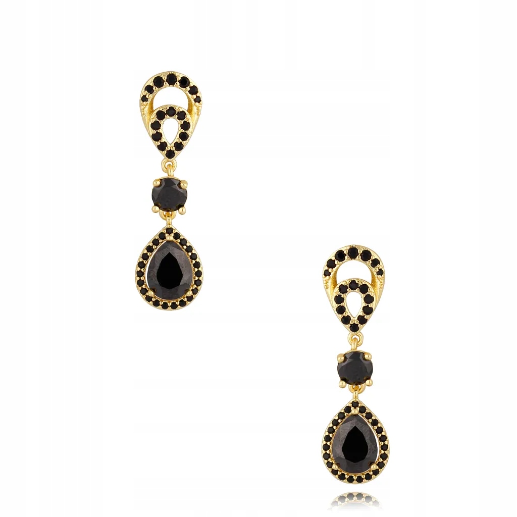 Náušnice By Dziubeka Skye černé sklo mosazná zlatá tyčinka