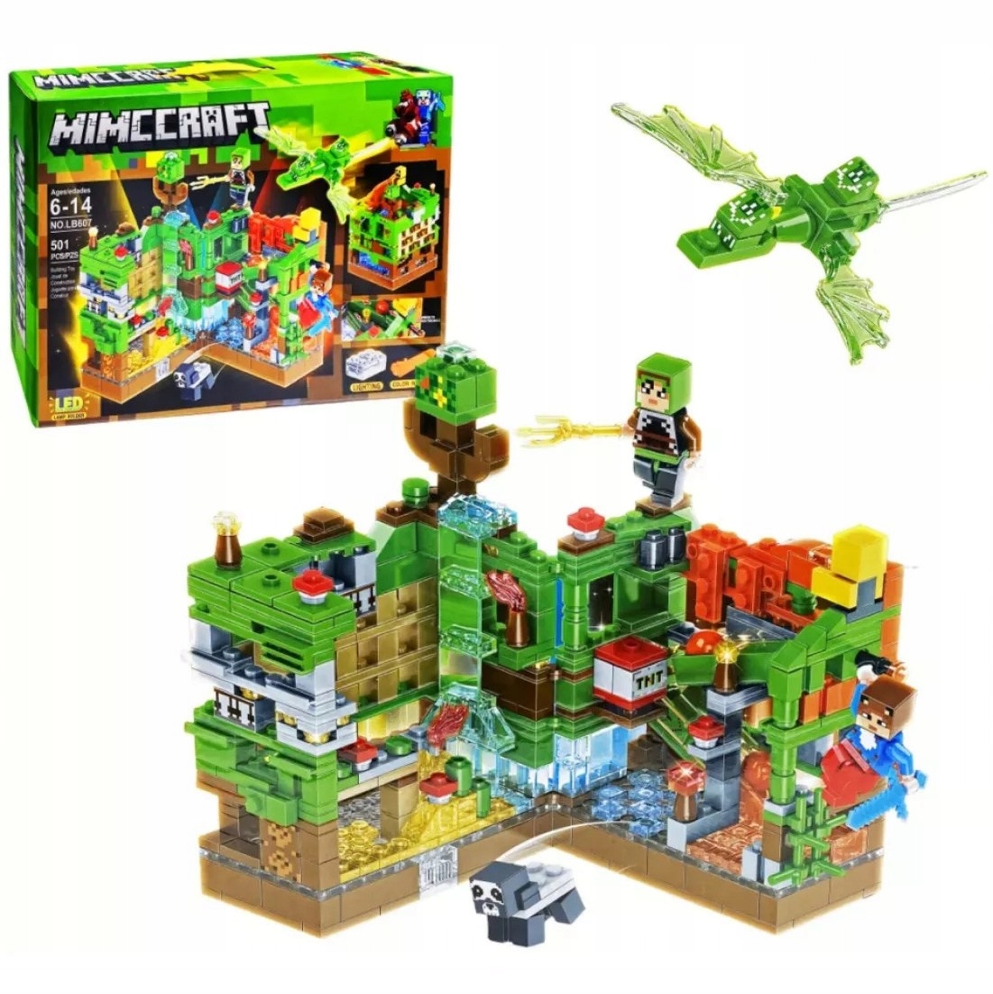 

Klocki Minecraft Jaskina Atak Smoka Led 501el Lebo