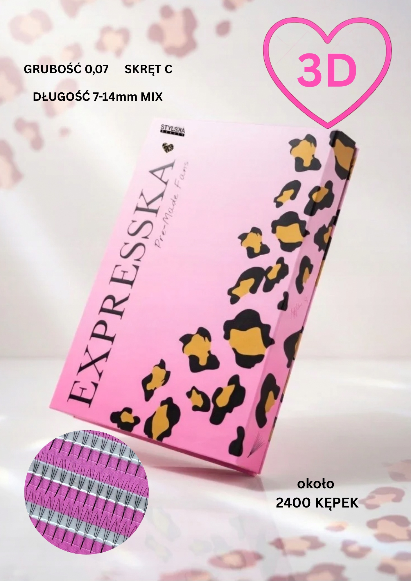 Gotowe kępki rzęs 3D/0,07/C 7-14mm MIX (2400 szt) Stylska Beauty Expresska
