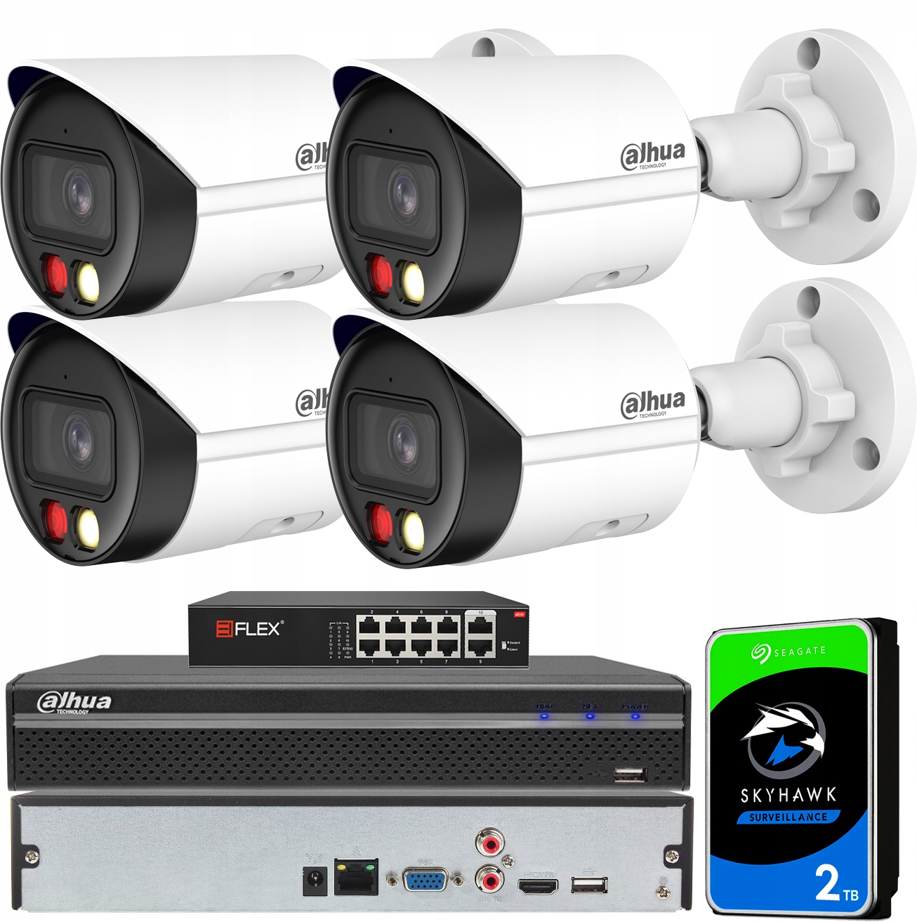 Sada pro monitorování Ip PoE 4MPx K 4 kamery Dahua WizSense Ai analytika