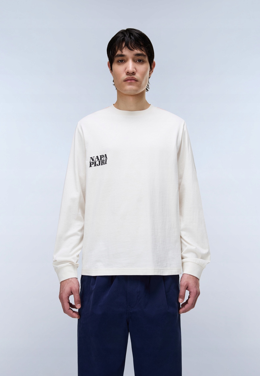 Napapijri Pánský dlouhý rukáv Lodestar NA4G9S White Whisper XL