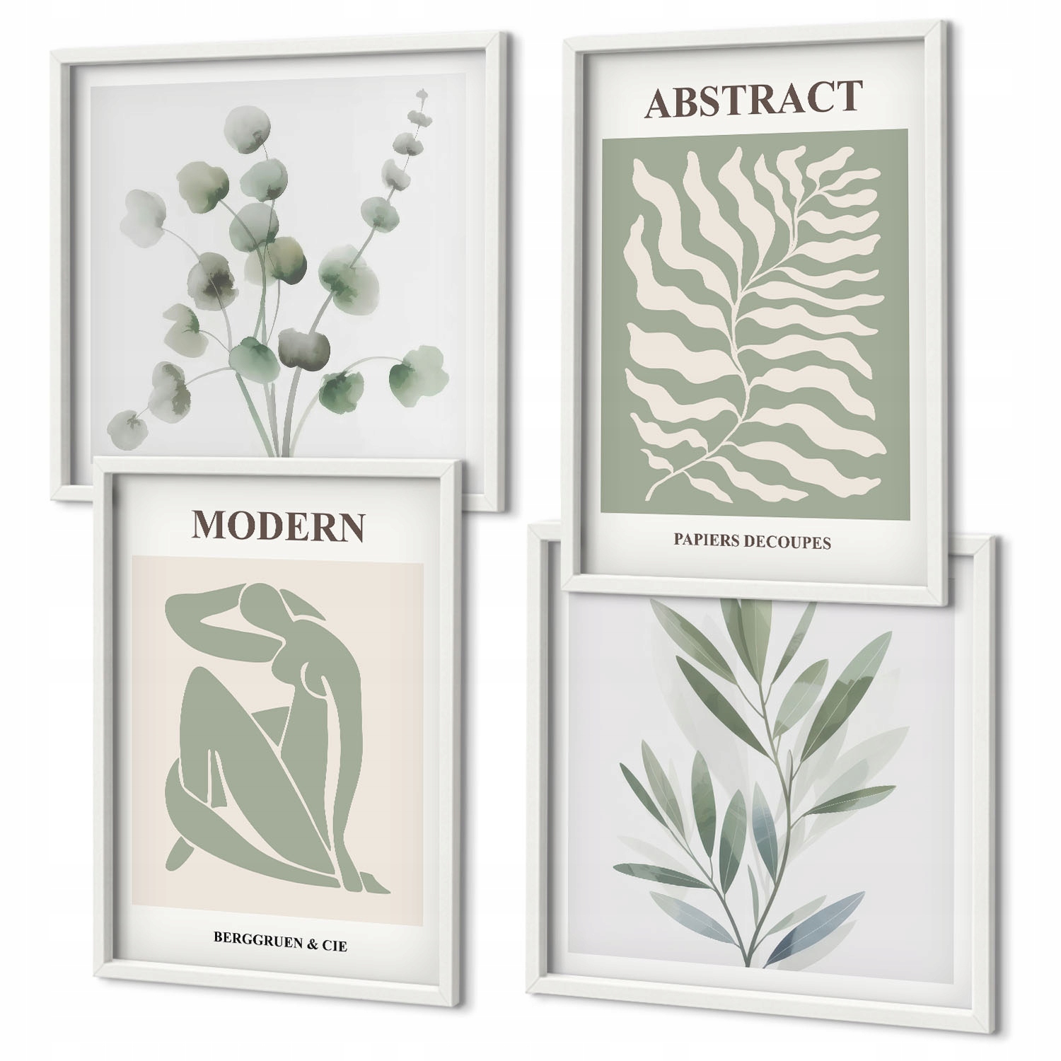 Moderní sada obrazů Design Matisse rostliny boho Bílý rám