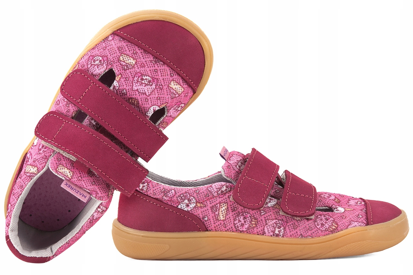 Mazurek Slipper Sweet Plum Barefoot Skórzano-tekstylne Półbuty Kapcie 23