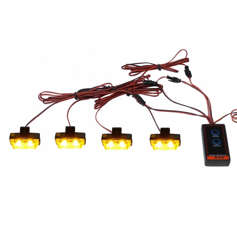 STROBOSKOPY DIODOWE ŻÓŁTE TUNING 8W 4 kanały