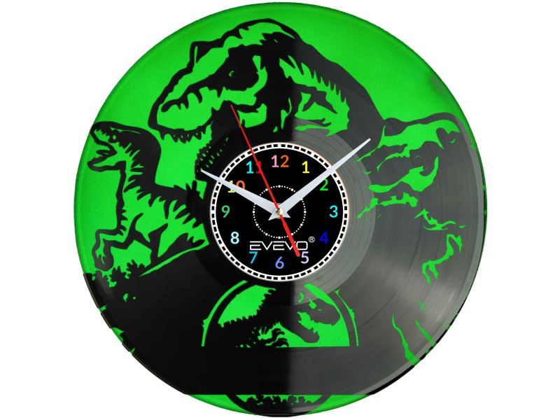 Nástěnné Hodiny Dinosaurus Raptor Rex Gad Prehistorické Fluorescenční Pozadí