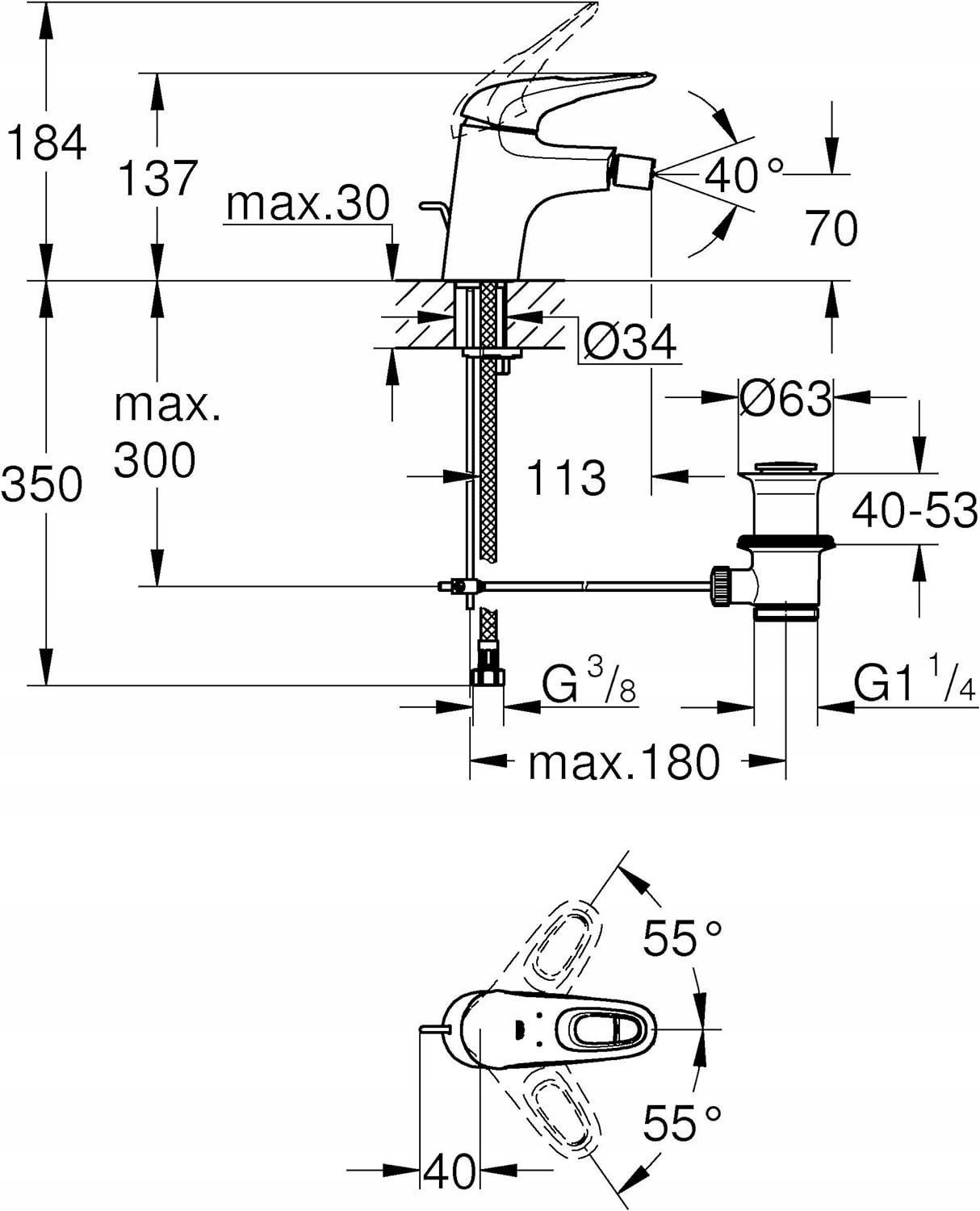 Bateria bidetowa Grohe Eurostyle 33565003 chrom Stan opakowania uszkodzone
