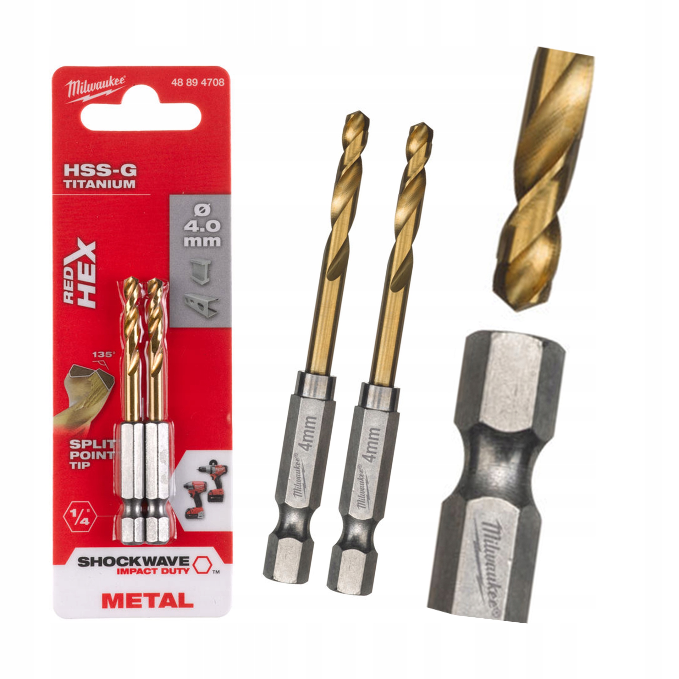 

Milwaukee Wiertła Do Metalu Hss-g Hex 1/4 4mm 2szt