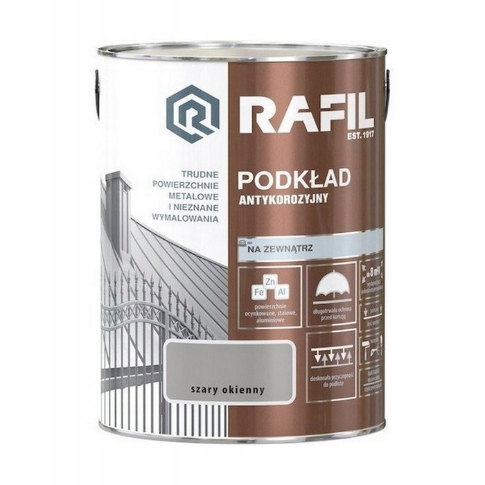 Rafil Podkład Antykorozyjny 5L Szary Okienny farba grunt do Radach unikor