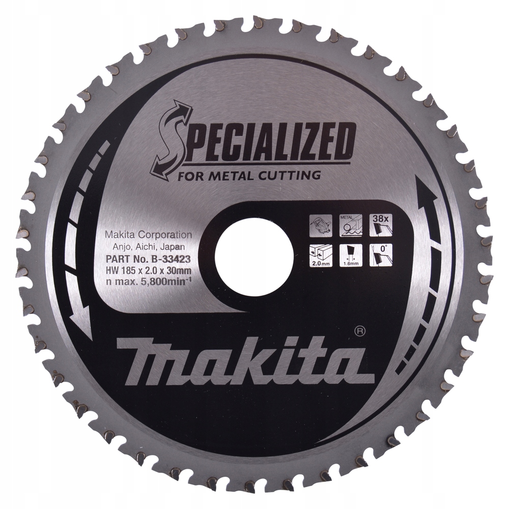 Makita Tarcza Tnąca Do Stali Metalu 185x30 mm 38Z Specialized B-33423