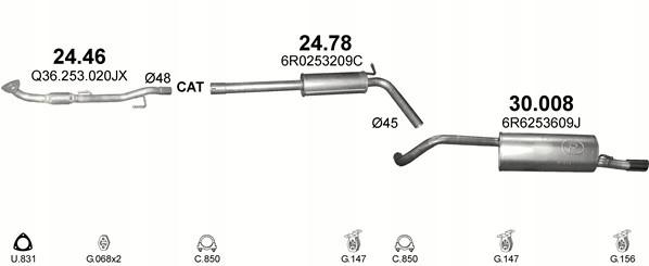 Tłumik końcowy VW Polo poj.1,4 09-14r. Numer katalogowy części 30.008