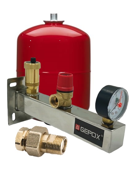 Naczynie Przeponowe Co 18L Grupa Bezpieczeństwa Nierdzewna Szybkozłącze