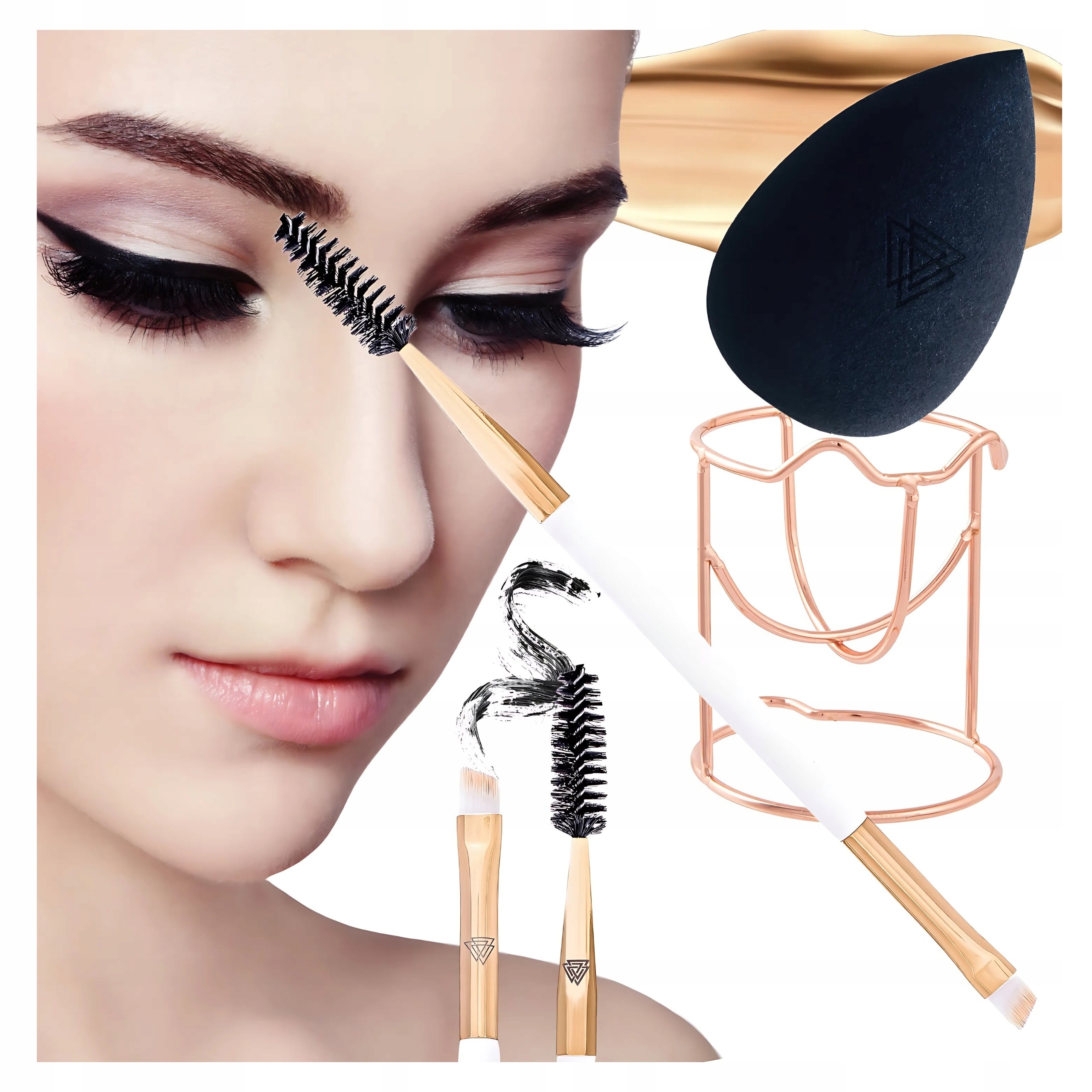 Houbička Blender na make-up Vajíčko Oboustranný Štěteček na obočí Řasy Spiralka