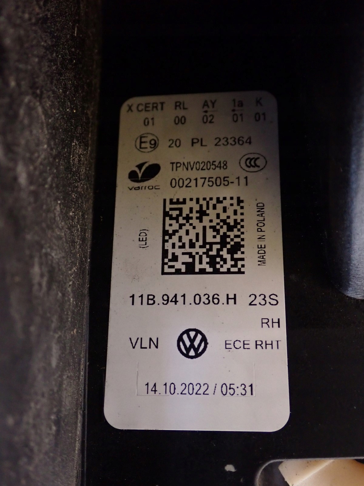 light right REFLEKTOR right FULL LED VW ID4 ID.4 E21 2020- 11B941036H