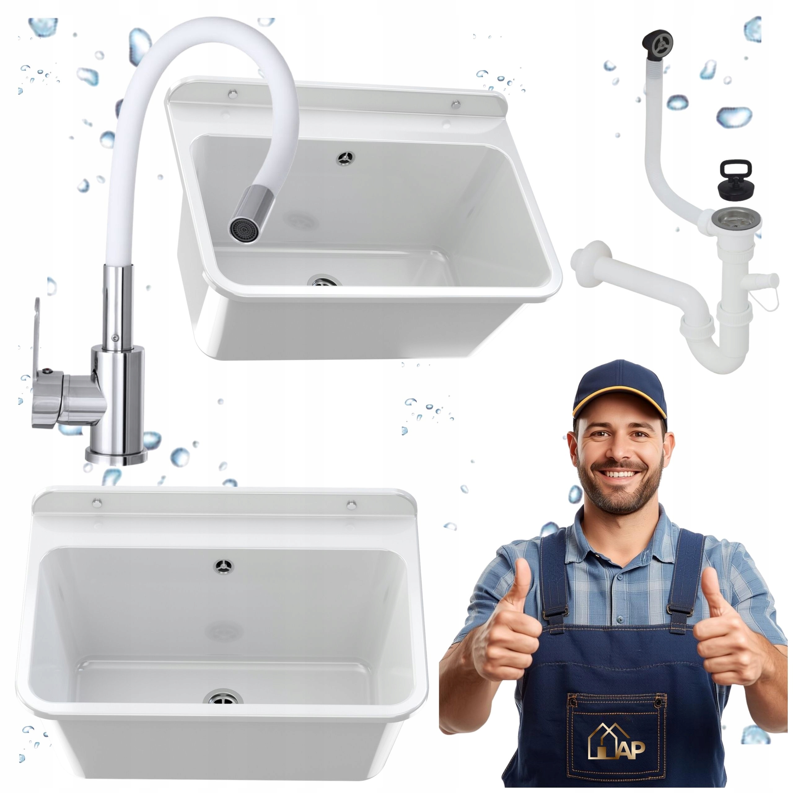 Ekonomický dřez Velká pracovní komora Bílá baterie Kotelna Garáž