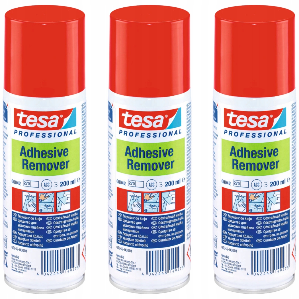 Levně Tesa Odstraňovač spreje na odstranění lepidla a nálepek, lepicí pásky, 200 Ml x3