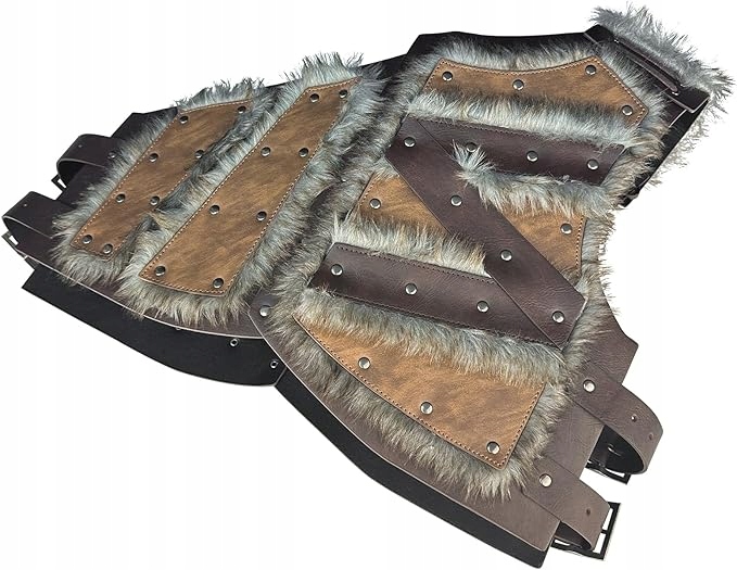 Vikingský pancíř z umělé kožešiny – Středověký barbarský náprsník