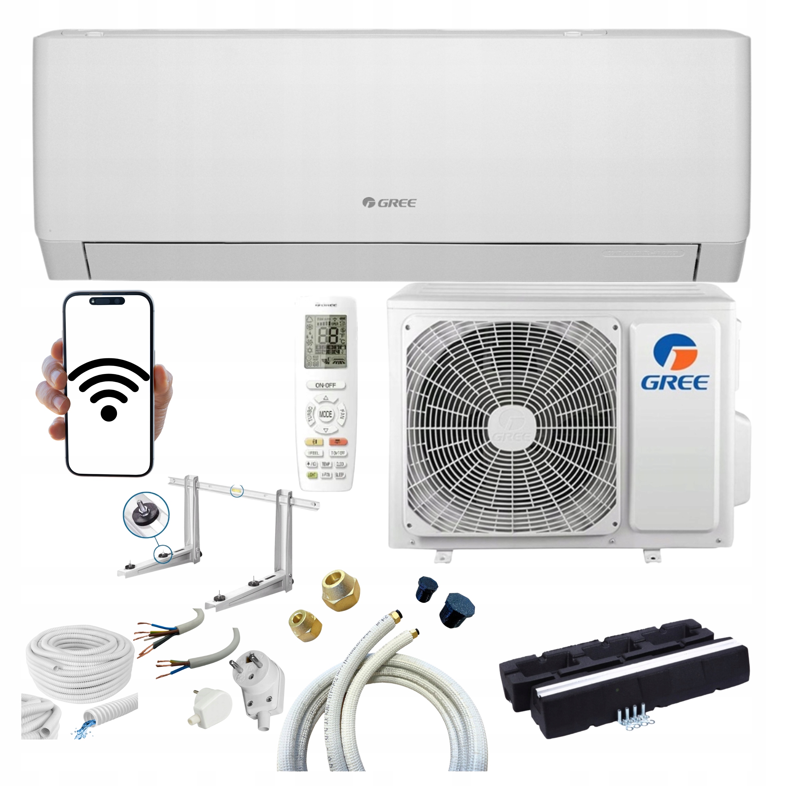 Nástěnný klimatizátor Gree Pular 4,6 kW WiFi 50 m2 Set Připravený K Montáži