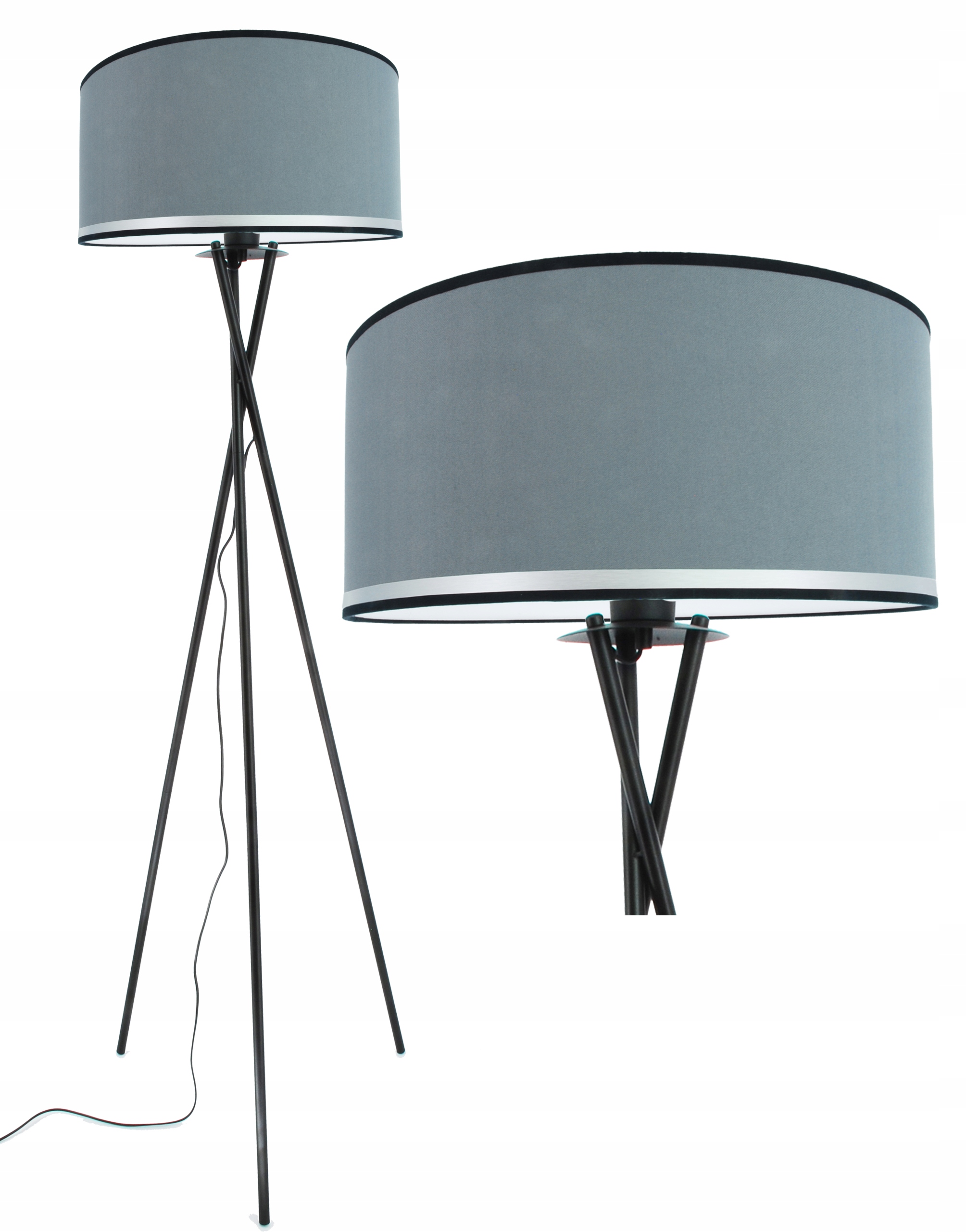 Stojaca Podlahová Lampa Na Čítanie, Moderná, 150 CM, Trojnožka, Sivá, Tienidlo