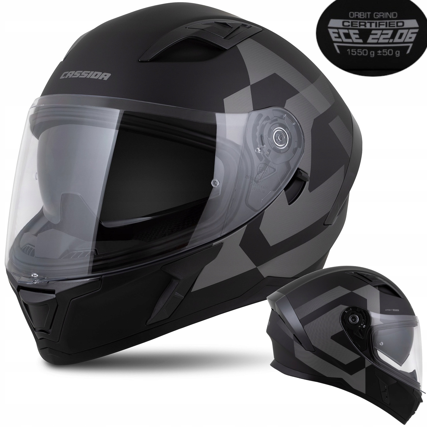 Cassida ORBIT GRIND XS Kask motocyklowy Skuter ECE06 Pod pinlock i interkom