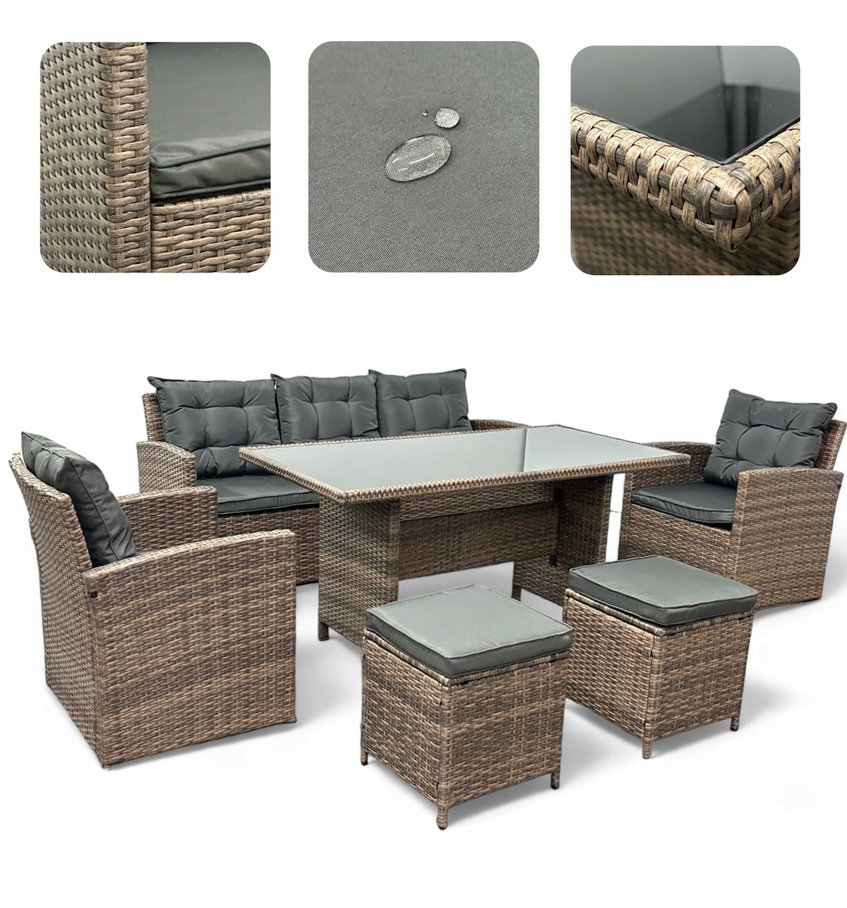 Zestaw mebli ogrodowych MTG TRADE GROUP technorattan szary 6 el. Producent inna