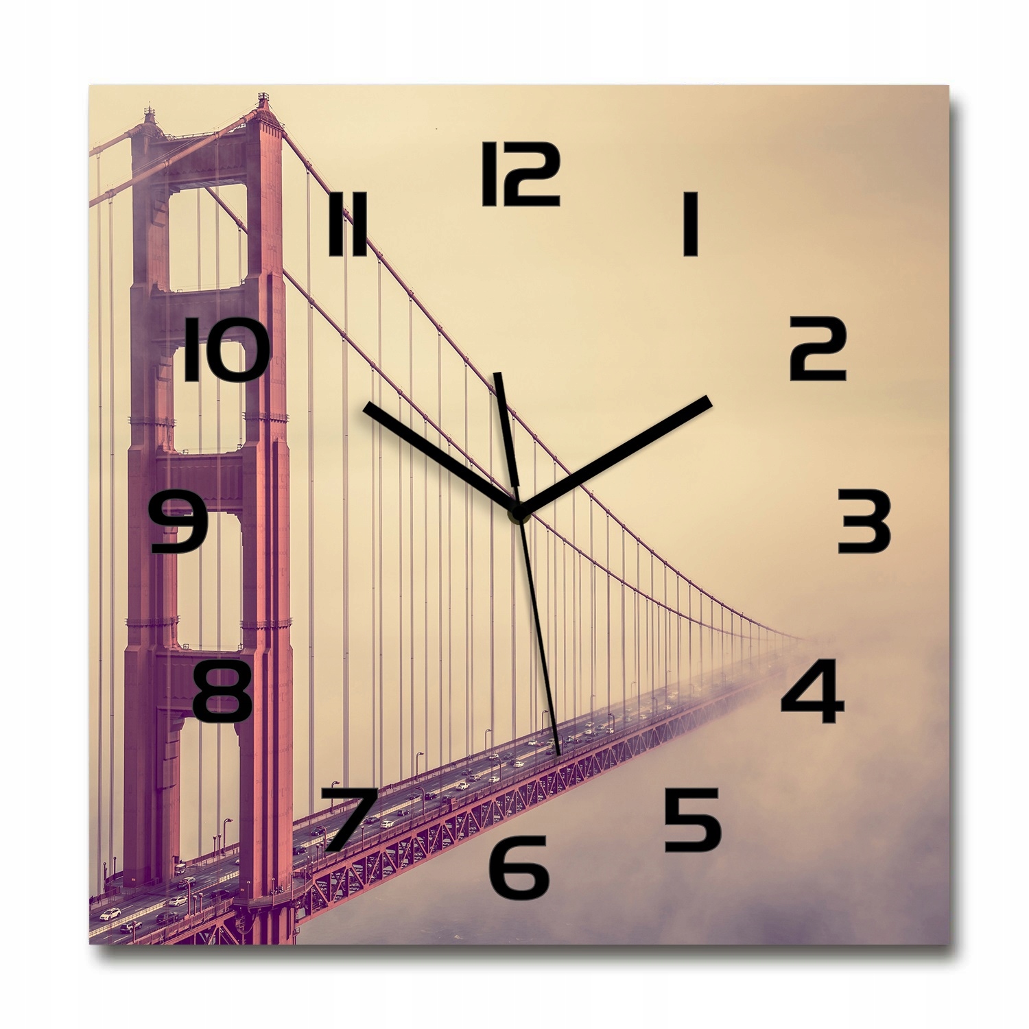 

Wiszący szklany zegar Most San Francisco 60x60 cm